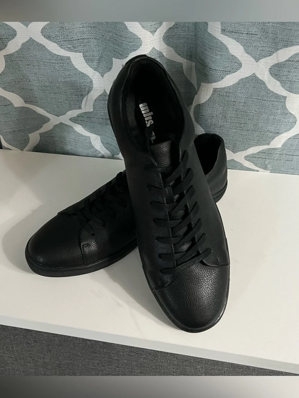 Unlisted Men's All-Black Leather Lace-Up Sneakers